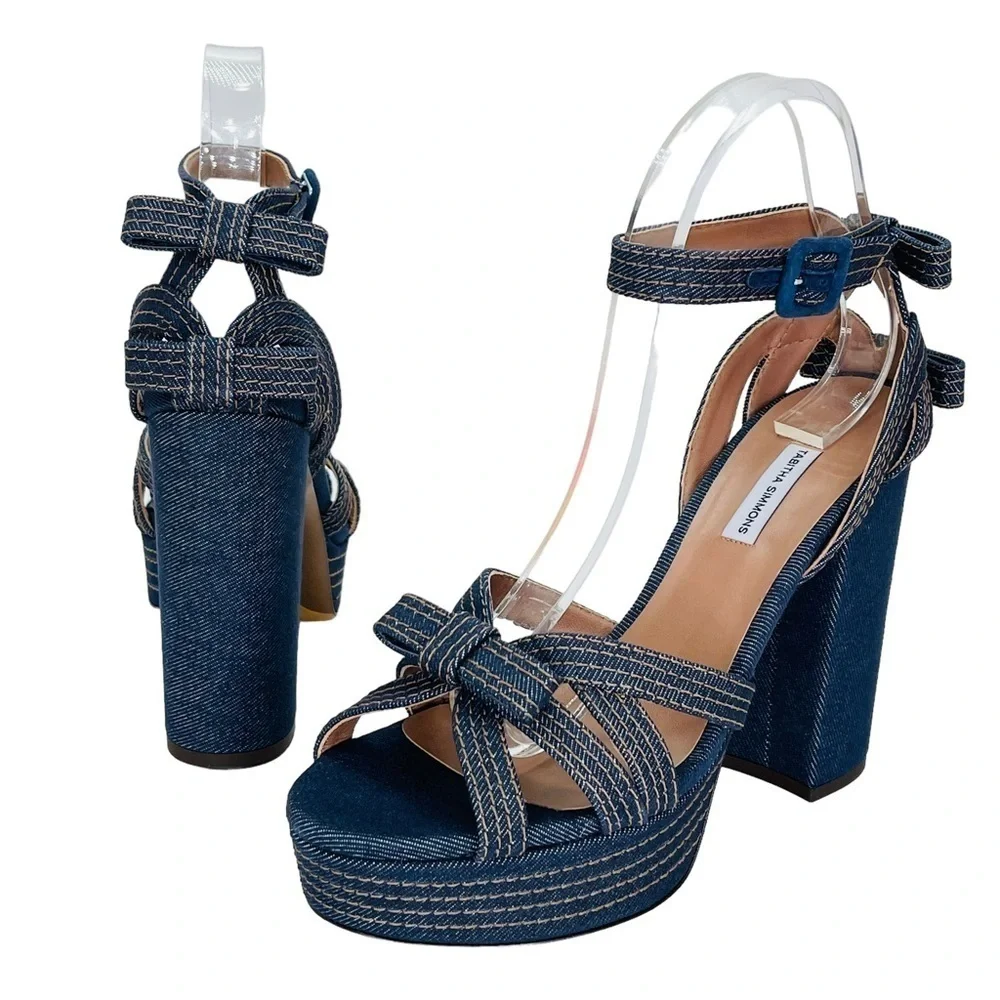 Tabitha Simmons Womens Platform Sandals EU 40B US 10M Indigo Denim Medium Width